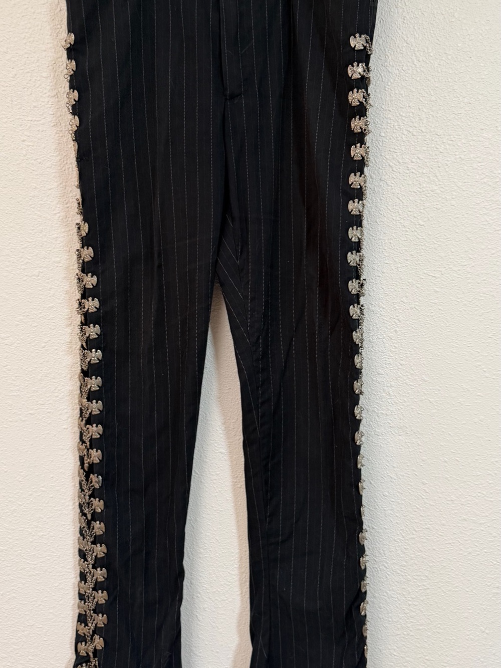 Vintage Traditional Mariachi Suit Set 3pc Jacket Vest Pants Silver Eagle Trim